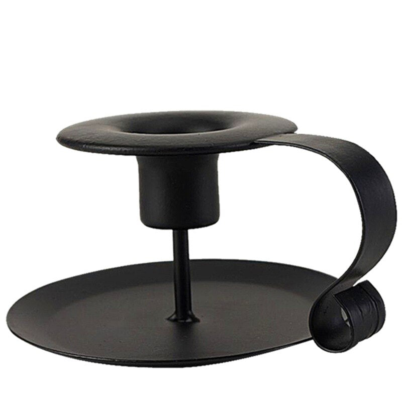 bougeoir noir retro anse - Esprit Chandelier