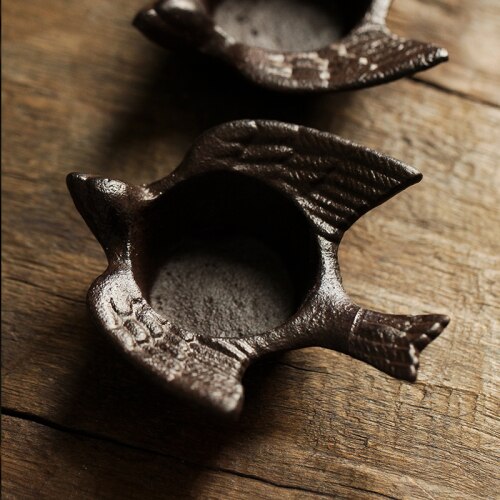 Bougeoir Oiseau en fonte Noir - Esprit Chandelier