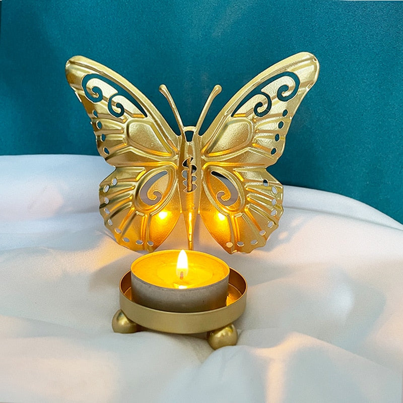 Bougeoir Doré papillon - Esprit Chandelier