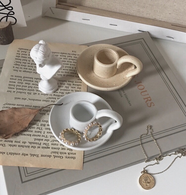 Bougeoir céramique Anse Tasse café - Esprit Chandelier