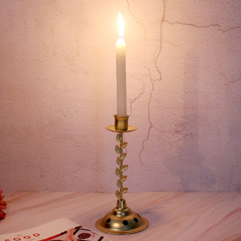Bougeoir tige dorée chandelle - Esprit Chandelier
