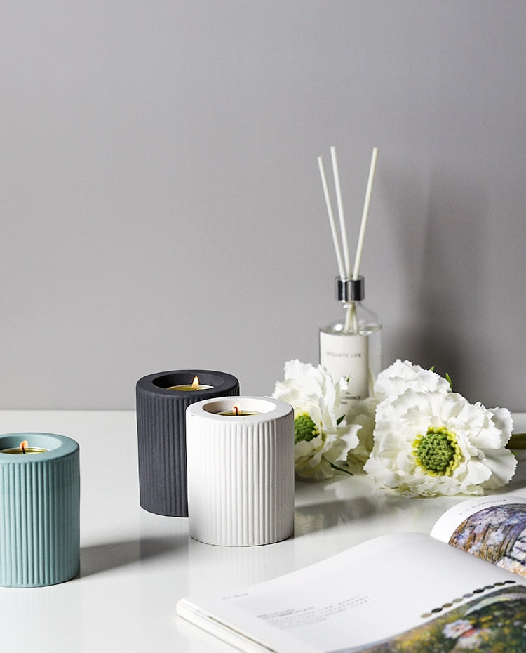décor bougeoir cylindriques céramique - Esprit Chandelier