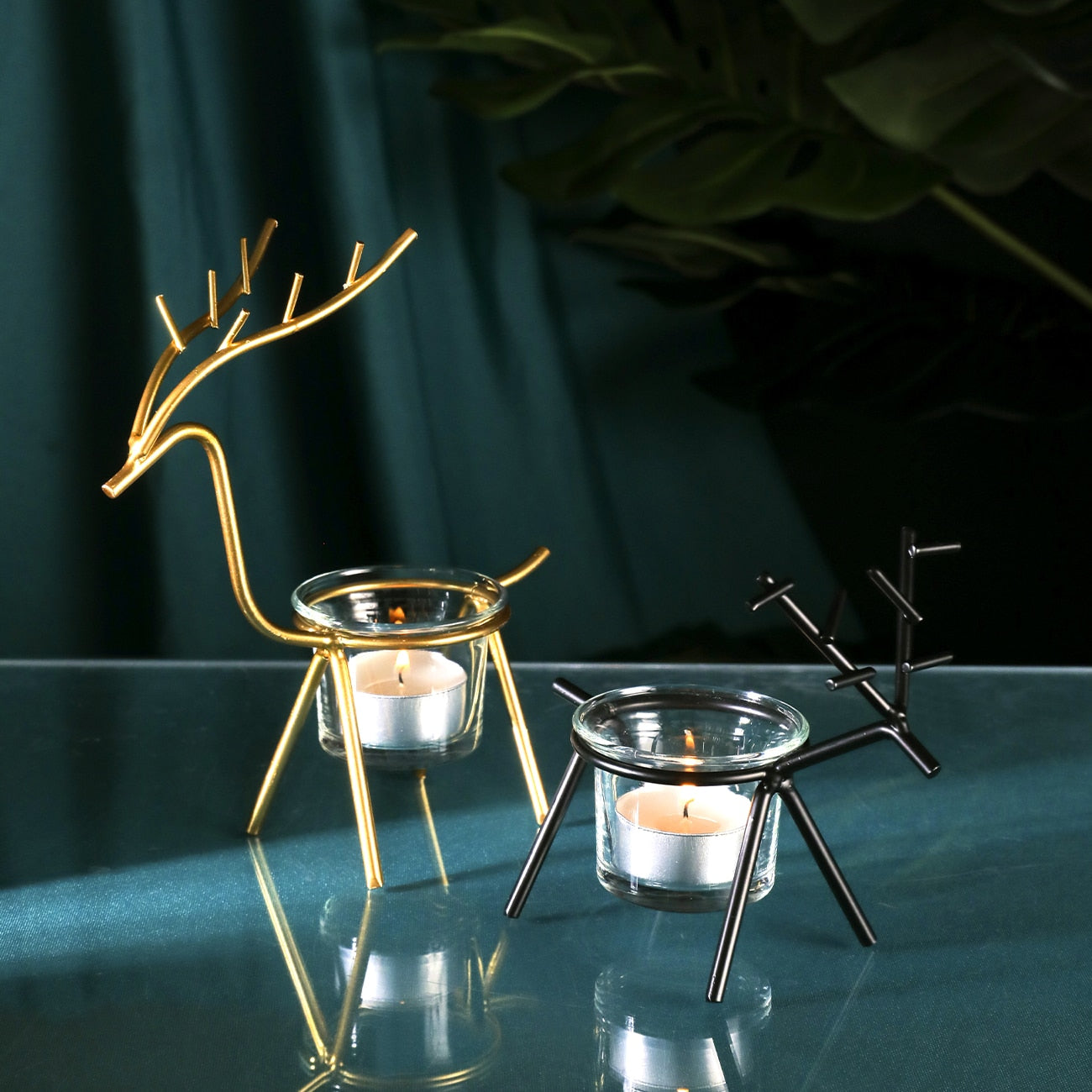 bougeoirs cerf métal - Esprit Chandelier