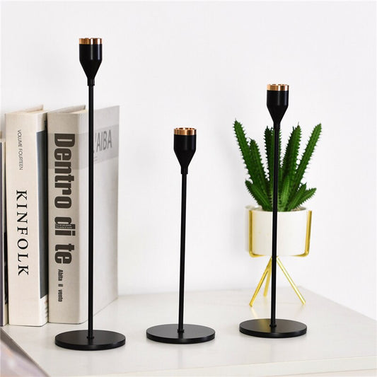 bougeoirs noir flute - Esprit Chandelier