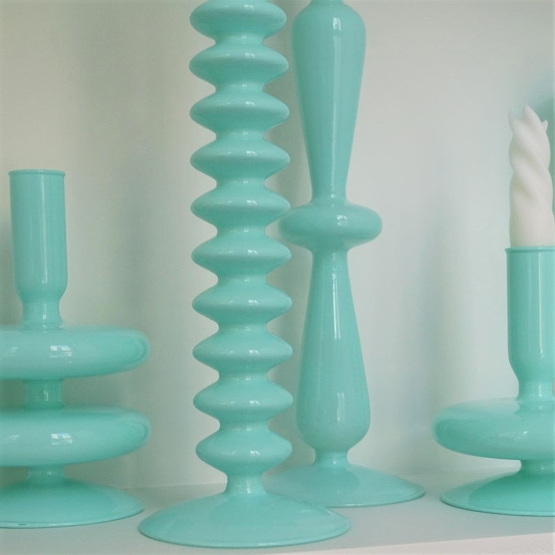 bougeoirs vert verre jade - Esprit Chandelier