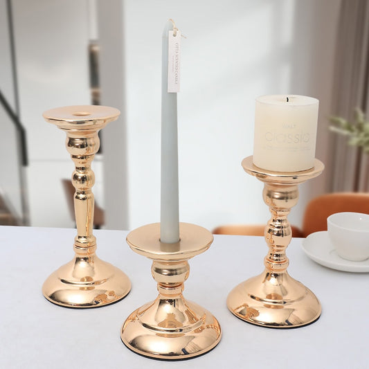 3 bougeoirs chandeliers dores - Esprit Chandelier