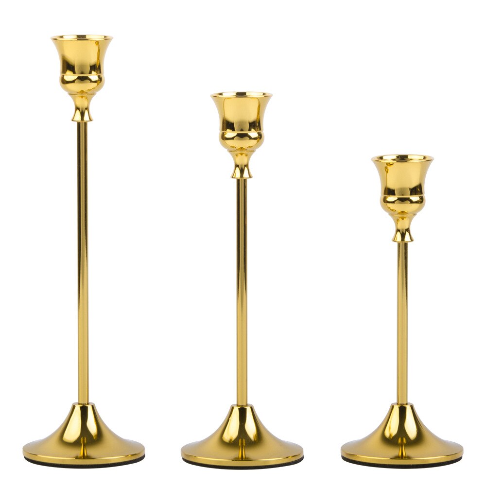 3 Chandeliers Tulipe Doré Brillant - Esprit Chandelier