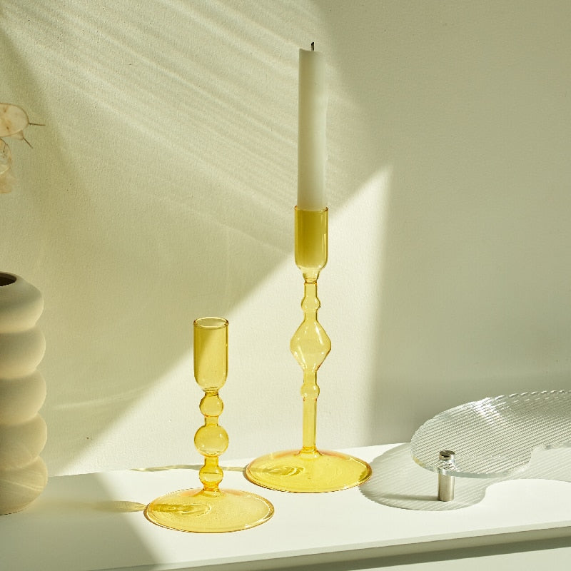 Bougeoirs & Chandeliers Verre Jaune- Esprit Chandelier