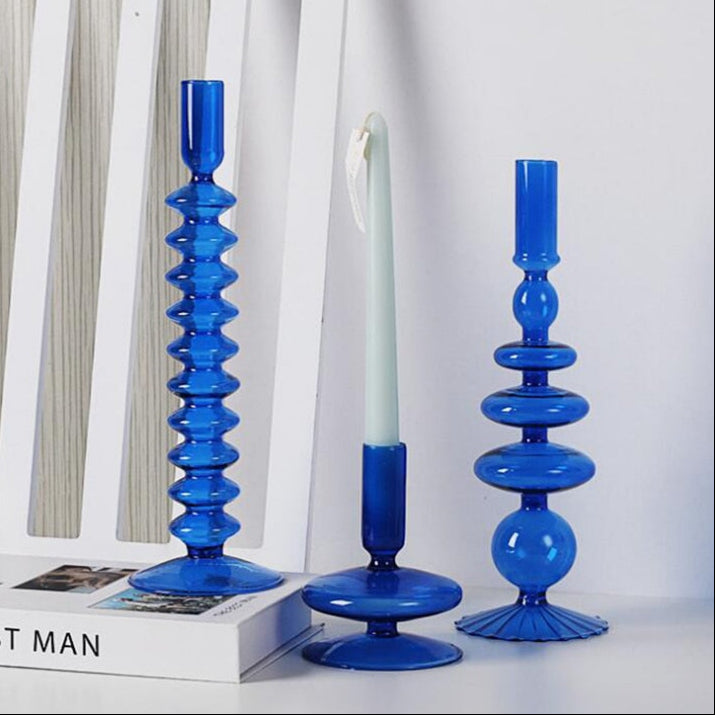 chandelier verre bleu