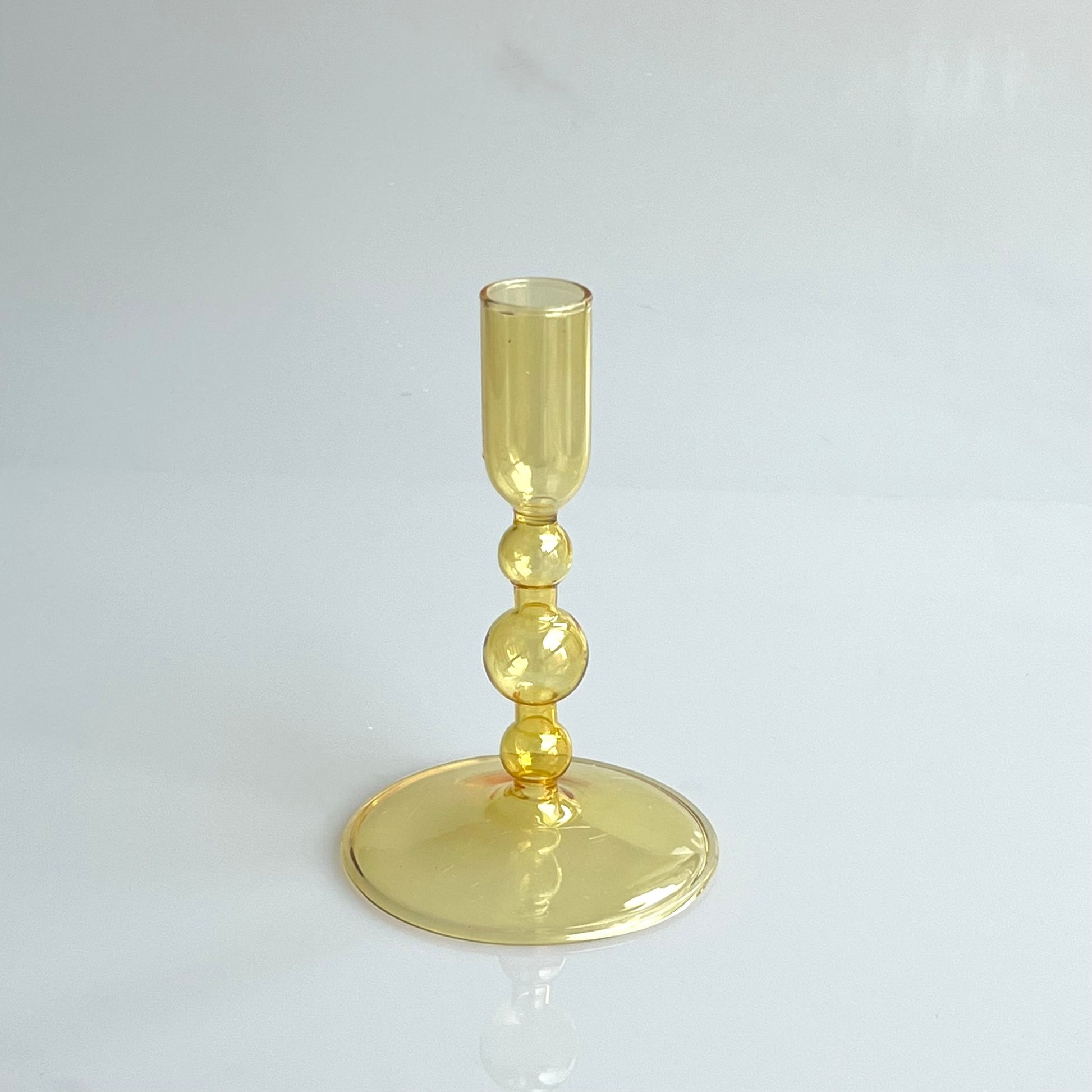 Bougeoir Verre Jaune - Esprit Chandelier