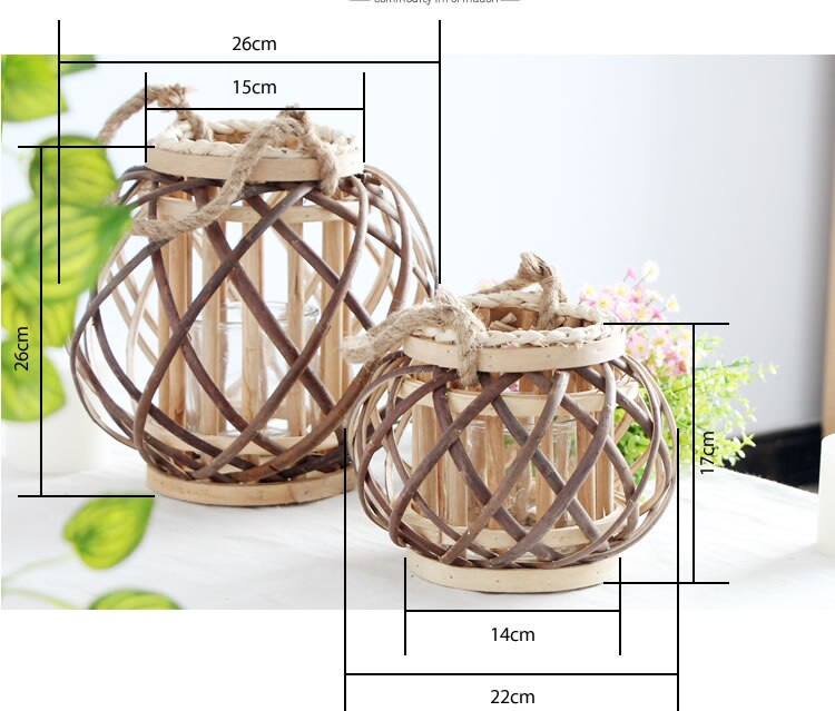 Dimensions Petite Lanterne en Osier - Esprit Chandelier