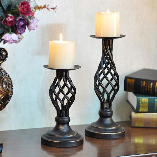 porte bougie noirs Fer Torsadé - Esprit Chandelier