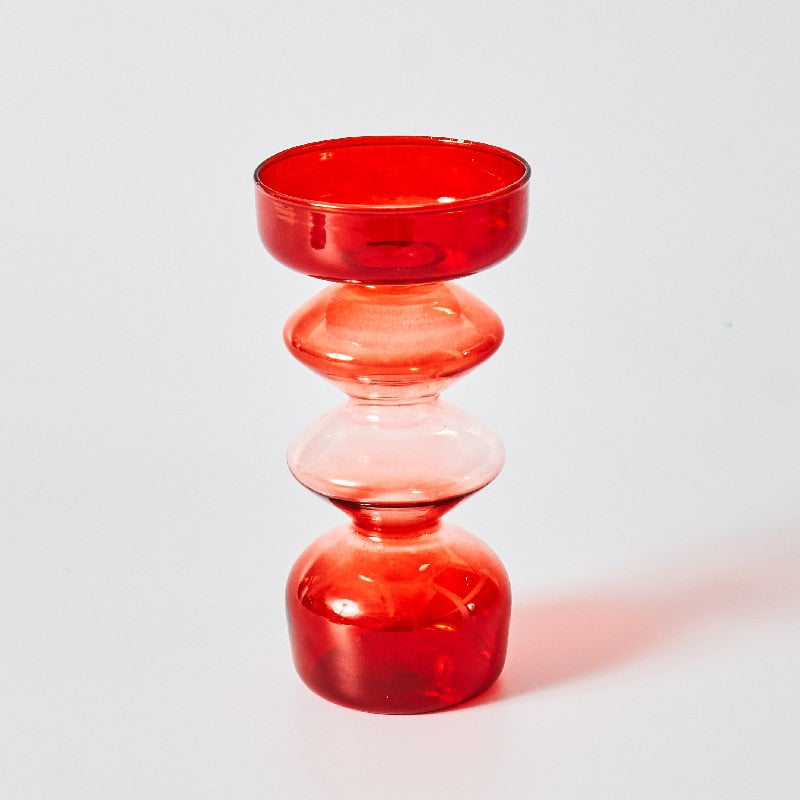Bougeoir sur Pied Verre Rouge - Esprit Chandelier