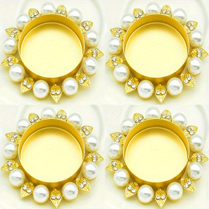 4 mini bougeoirs perles & strass - Esprit Chandelier