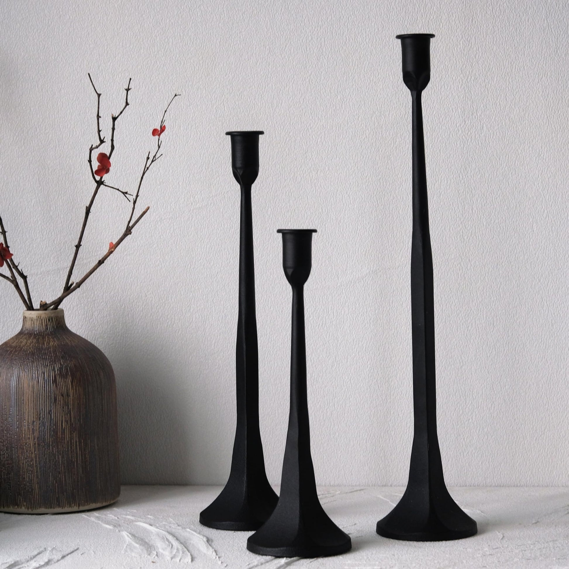 Bougeoir Haut Noir Brut - Esprit Chandelier