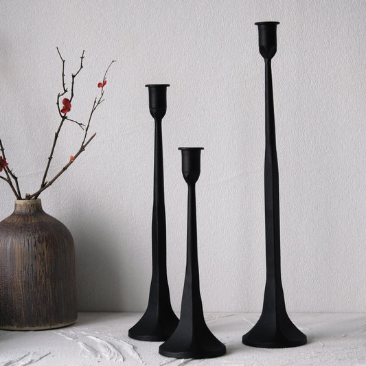Bougeoir Haut Noir Brut - Esprit Chandelier