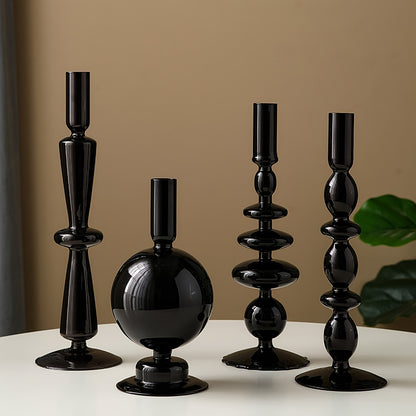 Bougeoir Verre Noir - Esprit Chandelier