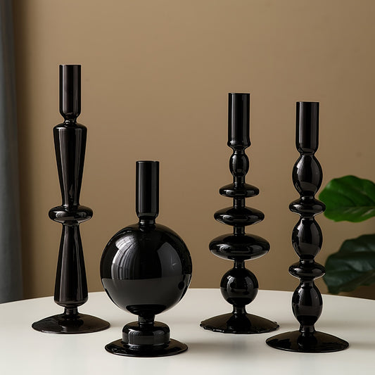Bougeoir Verre Noir - Esprit Chandelier