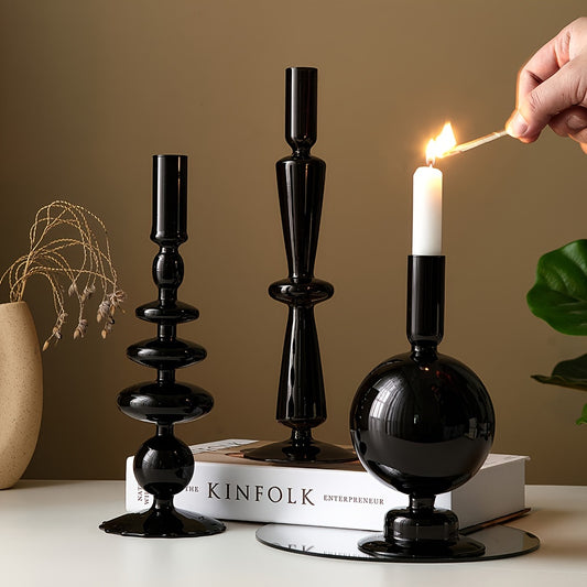 Bougeoir Verre Noir - Esprit Chandelier