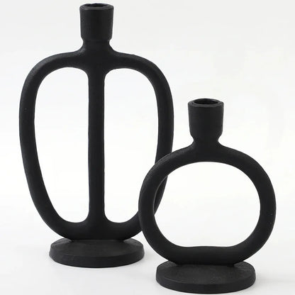 Bougeoir ceramique noir design x2 - Esprit Chandelier