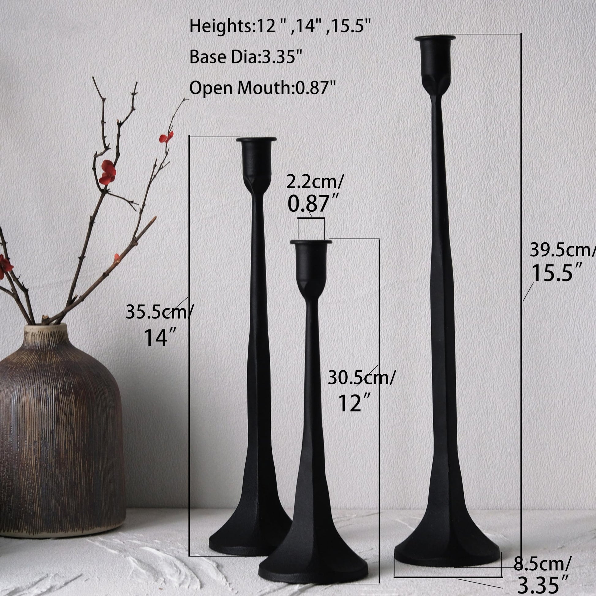 Bougeoirs Noir Brut Format - Esprit Chandelier