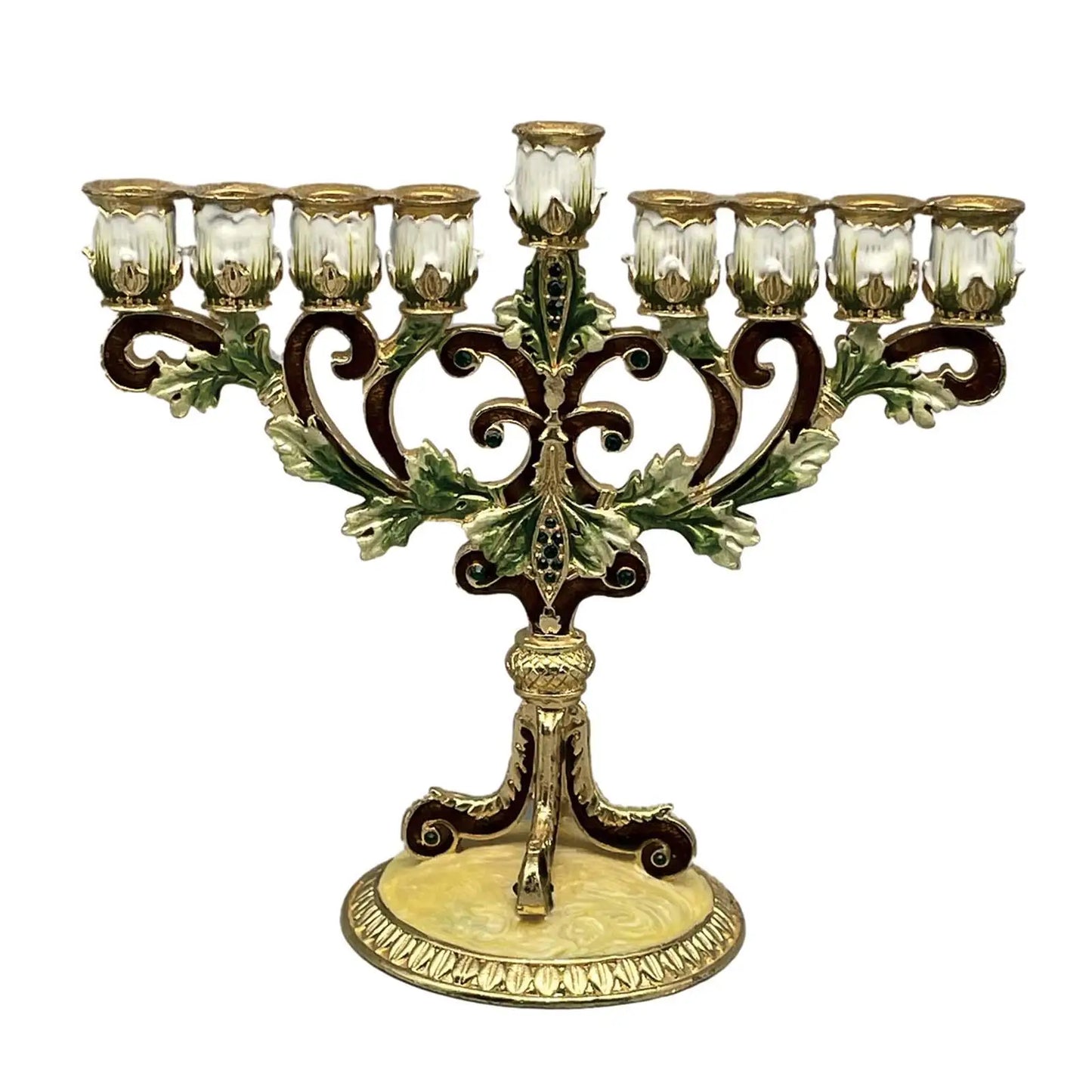 Candélabre 9 Branches Hanukka doré brun beige - Esprit Chandelier
