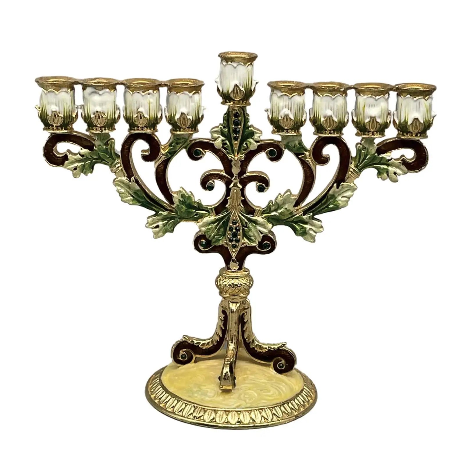 Candélabre 9 Branches Hanukka doré brun beige - Esprit Chandelier