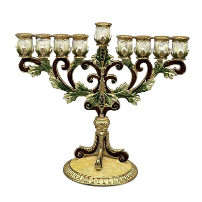 Candélabre 9 Branches Hanukka doré brun beige - Esprit Chandelier