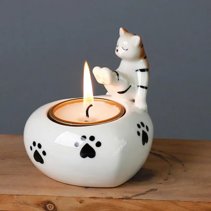 Bougeoir Céramique - Chat Coeur