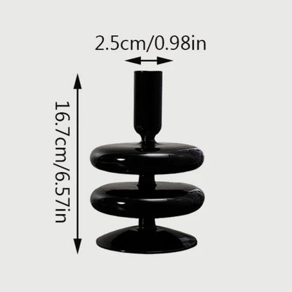 bougeoir 2 anneaux ronds verre noir -  Esprit Chandelier