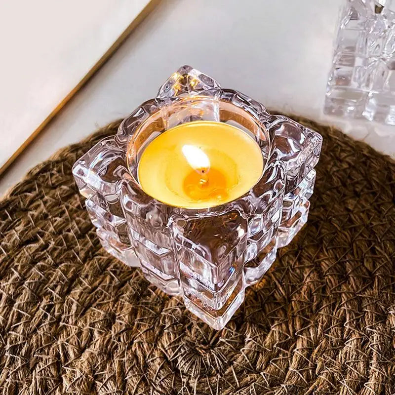 bougeoir carre verre vintage