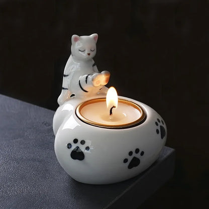 bougeoir coeur chat bougie - Esprit Chandelier