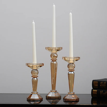 bougeoir cristal fuselé champagne - Esprit Chandelier