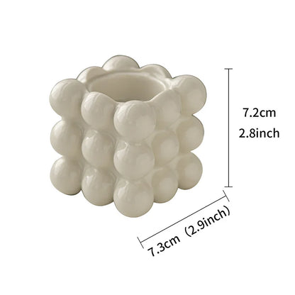 bougeoir cube blanc céramique format - Esprit Chandelier