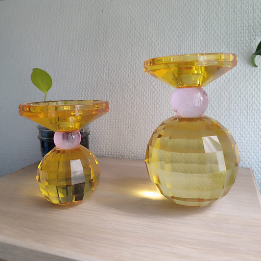 bougeoir jaune cristal - Esprit Chandelier