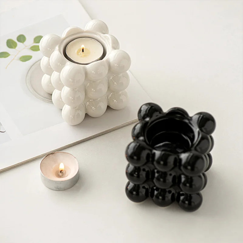 bougeoir noir et blanc céramique - Esprit Chandelier