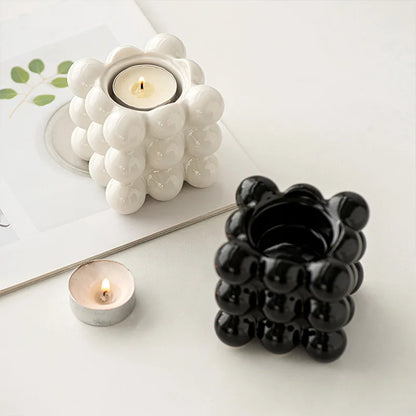 bougeoir noir et blanc céramique - Esprit Chandelier