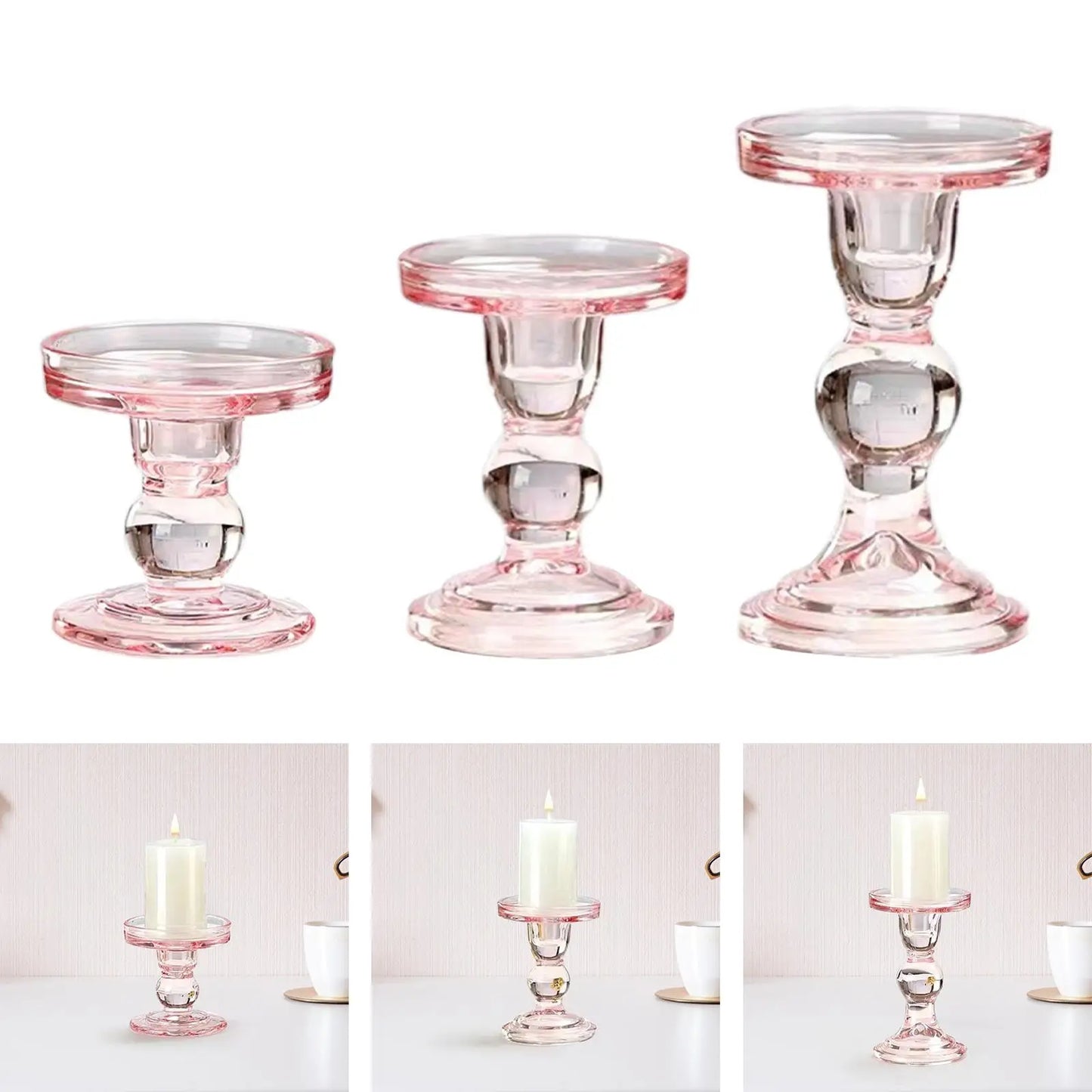 bougeoir rose pilier