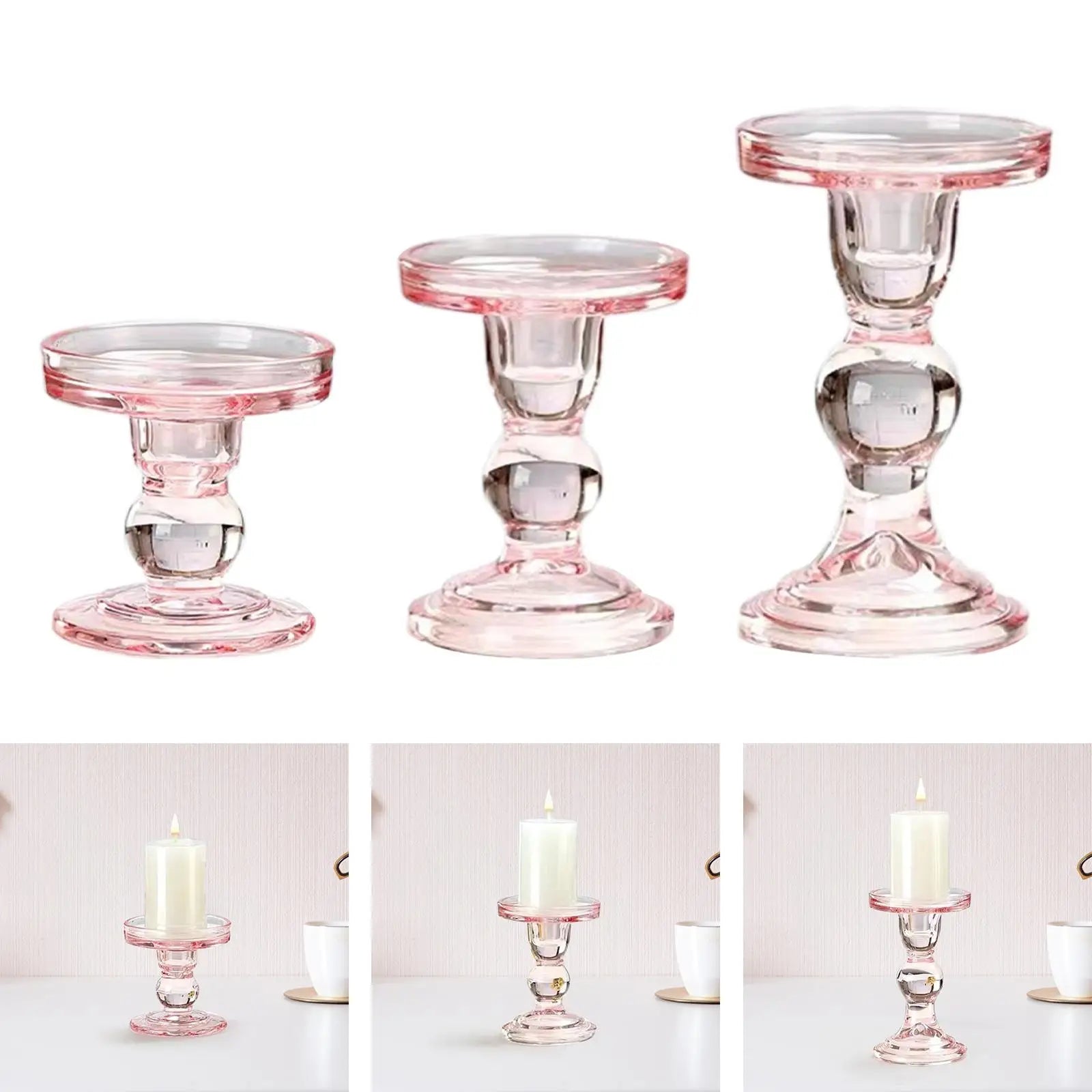 bougeoir rose pilier