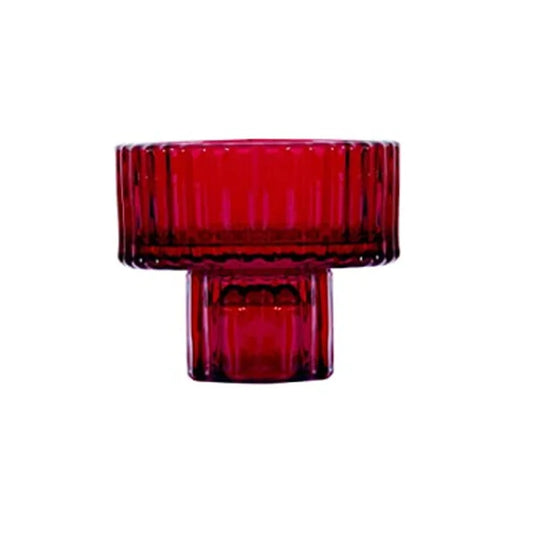 bougeoir verre rouge coupelle vintage - Esprit Chandelier