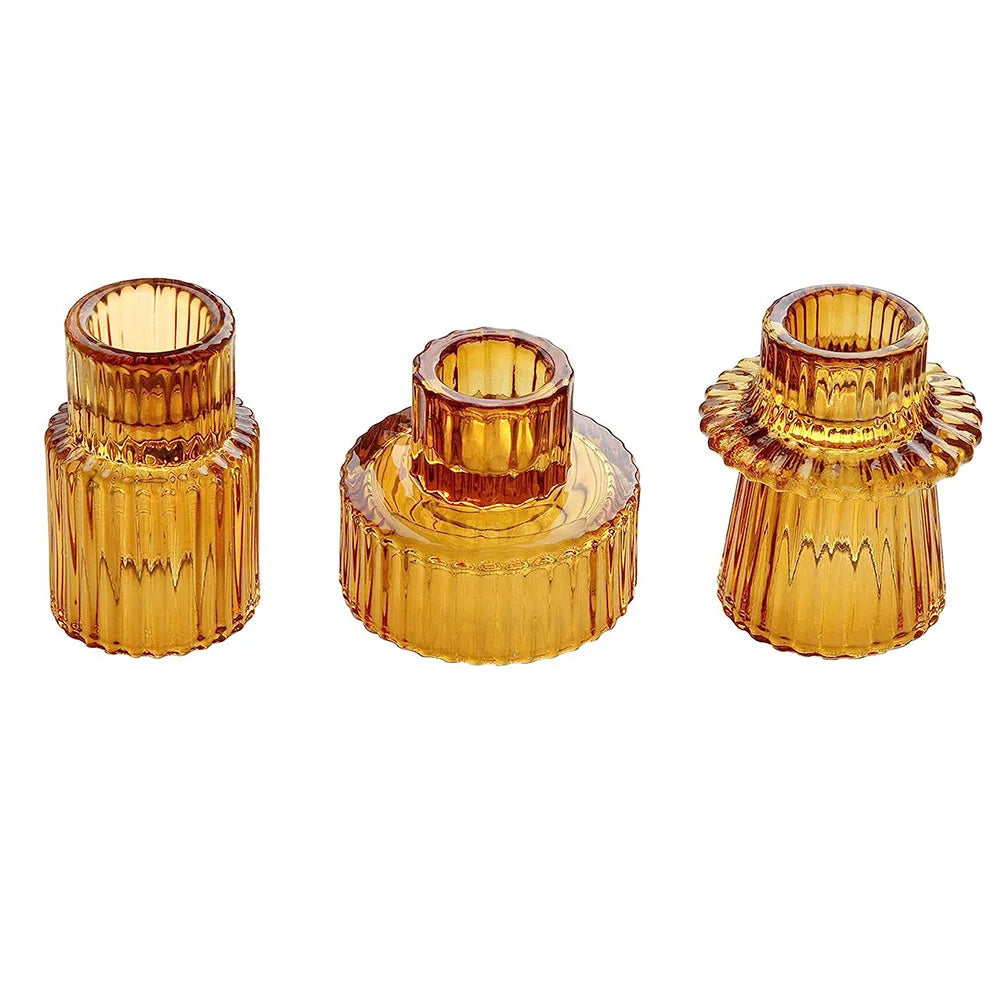 bougeoir vintage verre ambre
