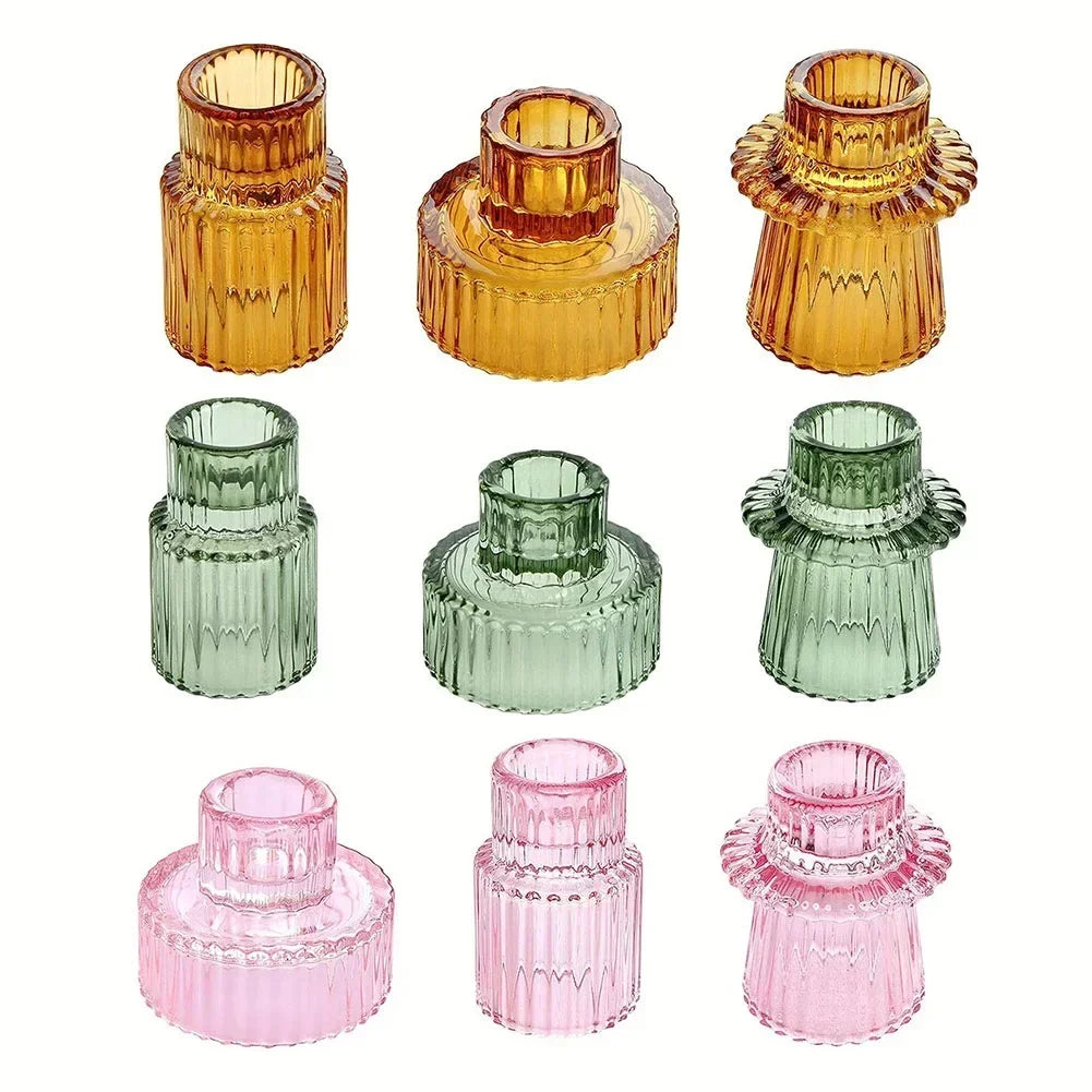 bougeoir vintage verre colore