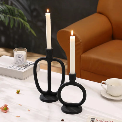 lot Bougeoir céramique noir design - Esprit Chandelier