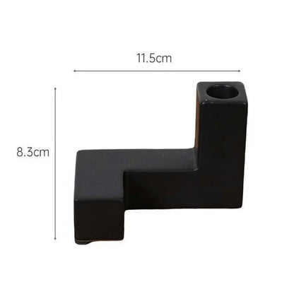 petit bougeoir géométrie noir céramique - Esprit Chandelier