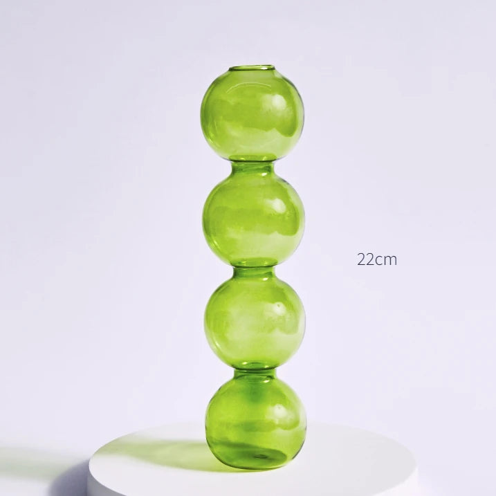 soliflore 4 boules verre vert d'eau