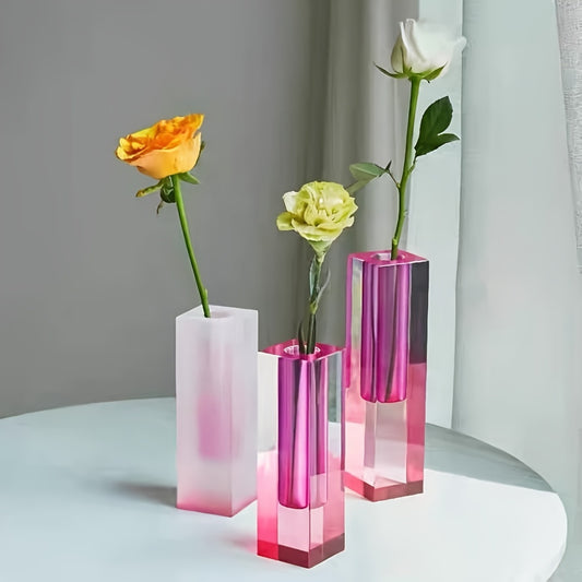 soliflore verre bicolore rose