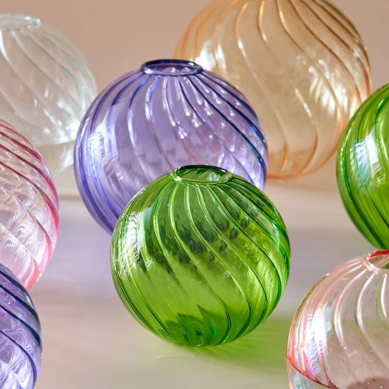 soliflore verre striée boule colorée
