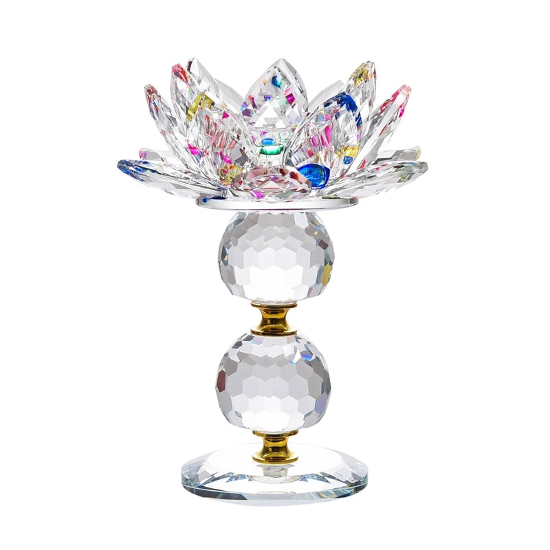 Bougeoir Cristal Fleur Lotus Colorée -Esprit Chandelier