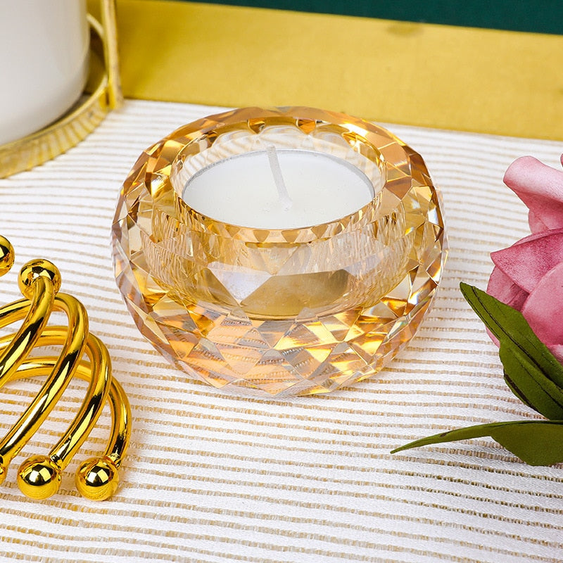 Bougeoir Moyen Cristal Ambre - Esprit Chandelier
