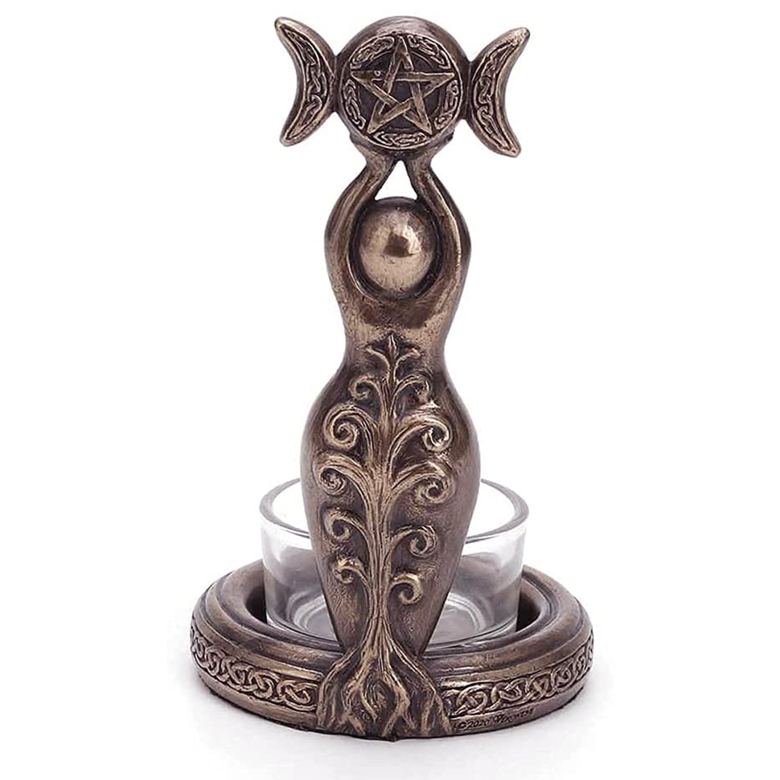 Bougeoir bronze Résine Pentacle - Esprit Chandelier